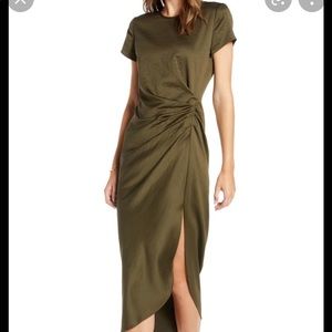 Something Navy Green draped dress never worn NWOT